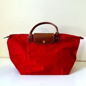 Red Longchamp le pliage tote Medium